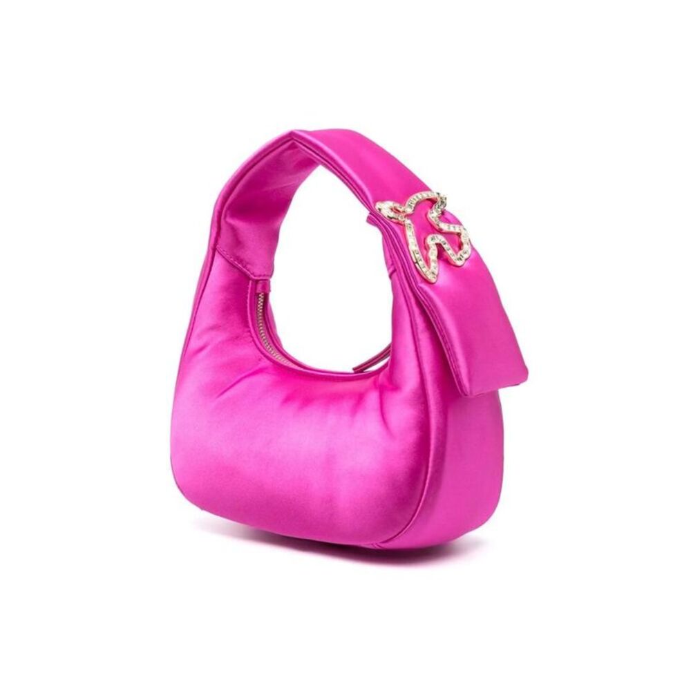 PINKO Women's Satin Hobo Bag with Chain Detail Women PURPLE Shoulder Bags - Picture 2 of 5